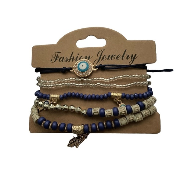 Blue WOMEN'S Beaded Multilayer Bracelet Set
Boho Hamsa Evil Eye Pendant Bracelet - Picture 1 of 1
